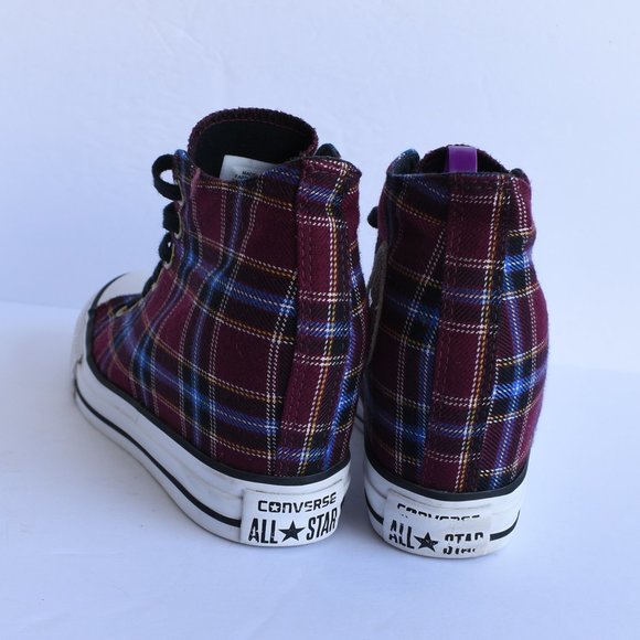 chuck taylor all star plaid lux wedge